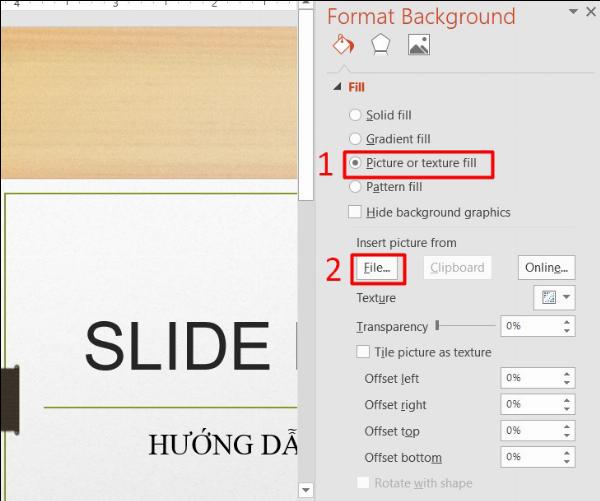 Chọn theme cho slide PowerPoint từ thư viện hoặc ảnh cá nhân