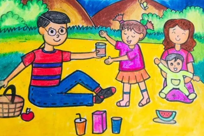 Gia đình vui vẻ trong thiên nhiên
