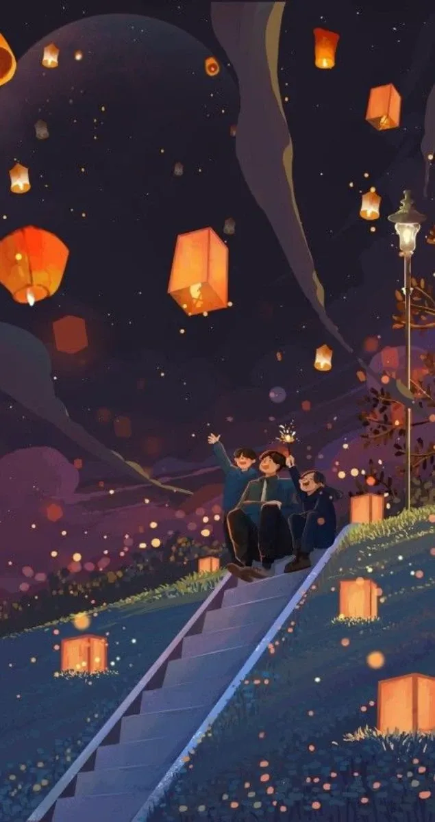 Hình nền Tết anime đen lồng