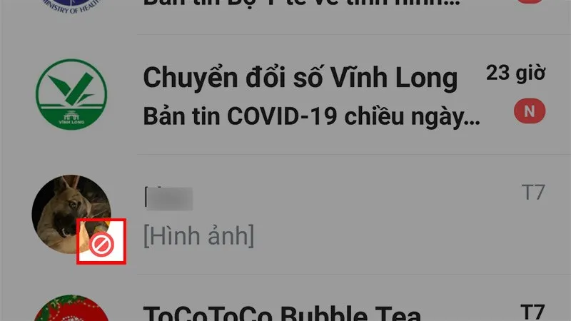 Kết quả sau khi chặn tin nhắn