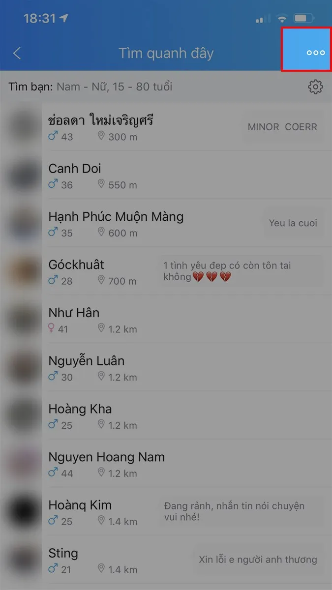 Nhấn vào biểu tượng 3 dấu chấm