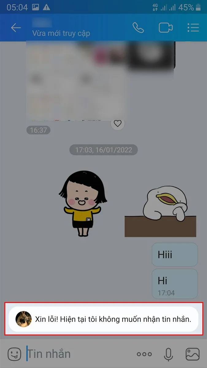 Thông báo cho biết bạn đã bị chặn