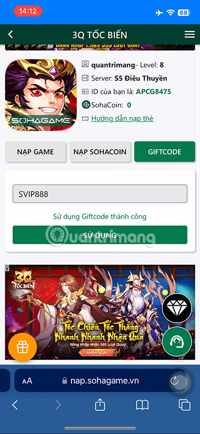 code-3q-toc-bien-3 giftcode 3q toc bien moi nhat