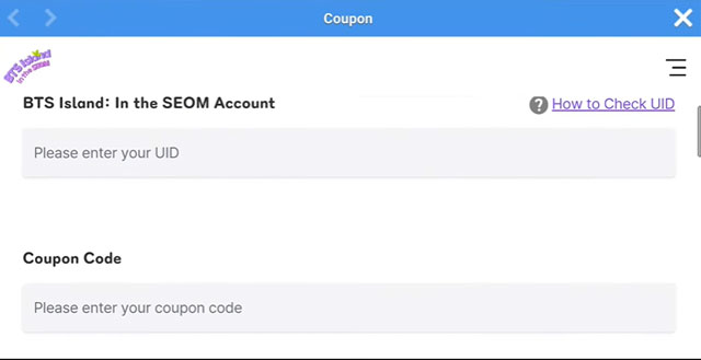 code-bts-island-2 coupon bts island