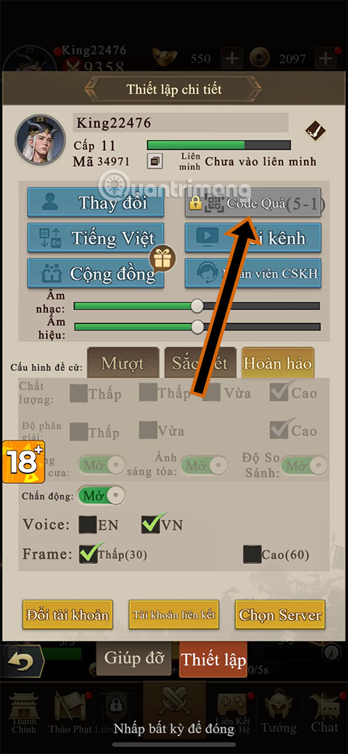 code chúa công 3q chạy mau