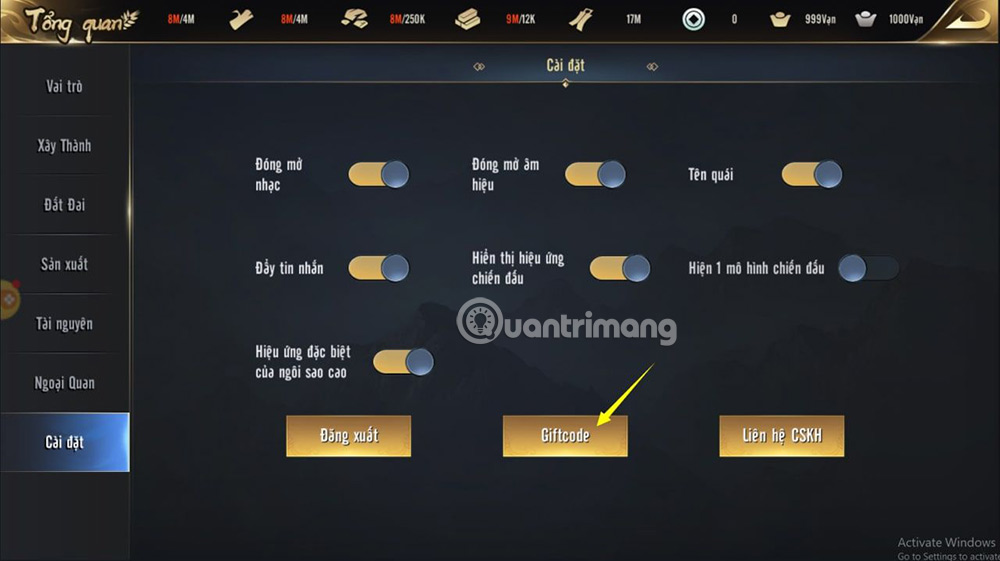 code-dai-tan-chien-quoc-5 Hướng dẫn nhập code Đại Tần Chiến Quốc