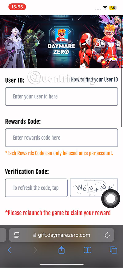 nhap code Daymare Zero