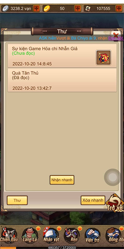 nhập code hỏa chí anh hùng