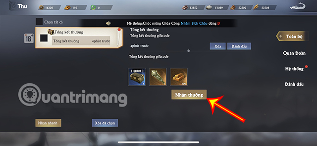 code-hung-do-ba-nghiep-8 Nhấn Nhận thưởng để thu thập vật phẩm
