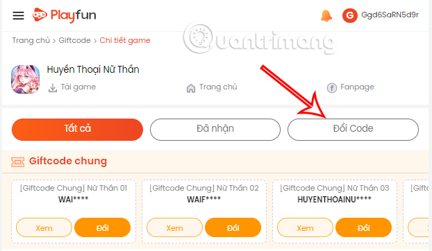 code-huyen-thoai-nu-than-2-1 Chọn mục Đổi code