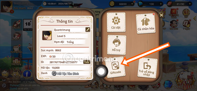nhap code kho bau dai chien