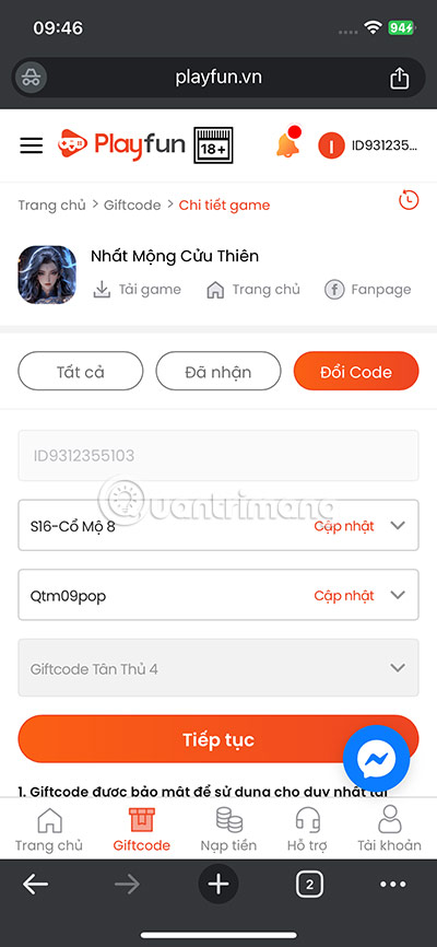code-nhat-mong-cuu-thien-2 nhat mong cuu thien code