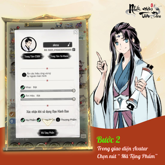 Cách nhập code Nhất Niệm Tiêu Dao