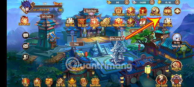 code-quoc-chien-3q-3 Nhấn vào mục Phúc Lợi.