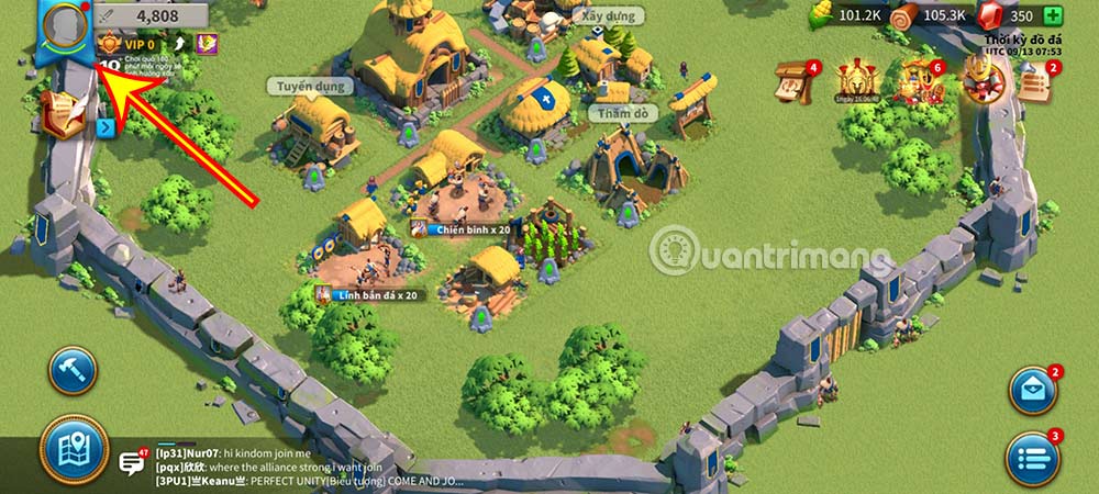 code-rok-3 Tại giao diện chính của game, nhấn vào biểu tượng Avatar