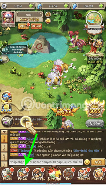 code-than-thu-co-dai-3 Vào giao diện chính của game, chọn chức năng Bộ Lạc.