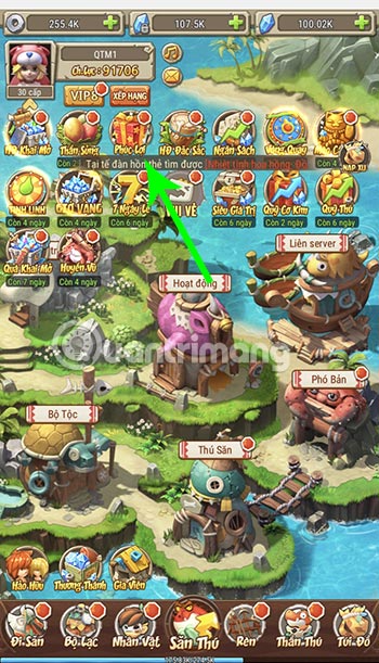 code-than-thu-co-dai-4 Nhấn vào Phúc Lợi ở phía trên giao diện game.