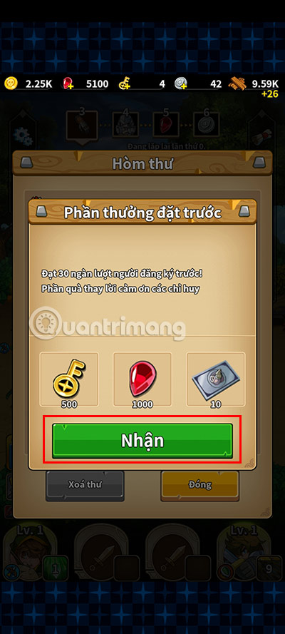 code-vahns-quest-10 Nhấn Nhận để thu thập vật phẩm.